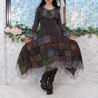 Boho Cotton Patchwork Lace Maxi Dress with Flowy Silhouette