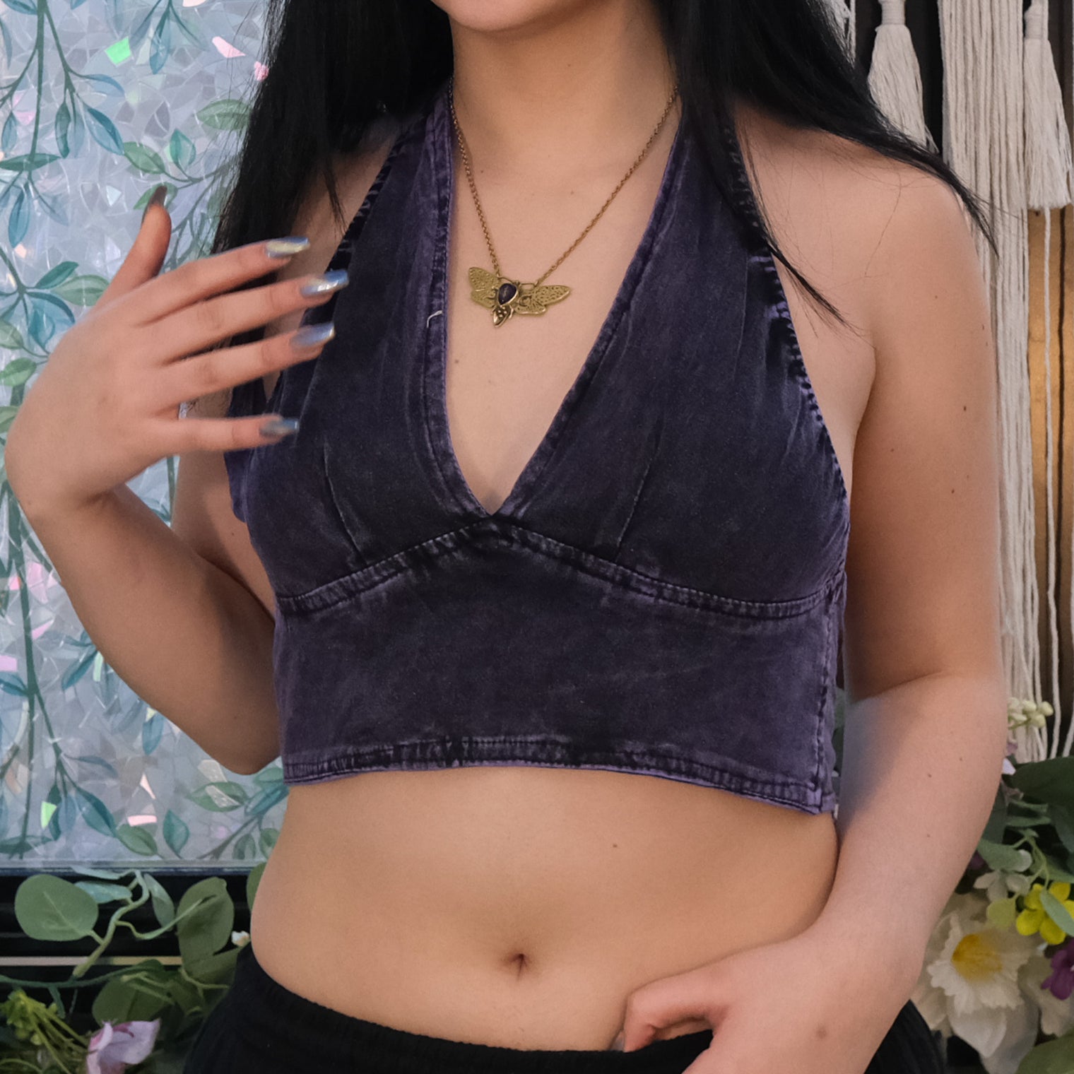 Boho Cotton Reversible Crop Bralette Fairycore Style