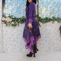 Boho Fairycore Lace Patchwork Dress Asymmetrical Cotton Maxi