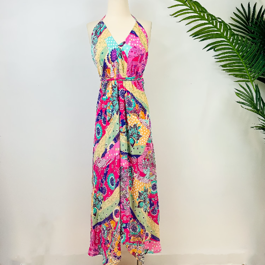 Recycled Silk Bohemian Halter Dress – karmanepalcrafts