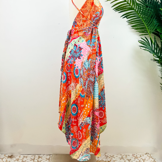 Recycled Silk Bohemian Halter Dress