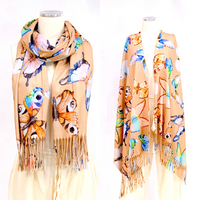 Cashmere Feel Butterfly Print Oversized Scarfs