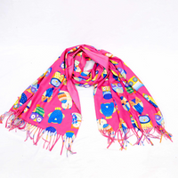 Owl Print Oversized Scarf with Fringe