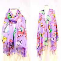 Cashmere Feel Butterfly Print Oversized Scarfs