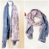 Reversible Cat Theme Oversized Warm Winter Scarfs