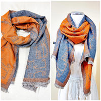 Reversible Cat Theme Oversized Warm Winter Scarfs