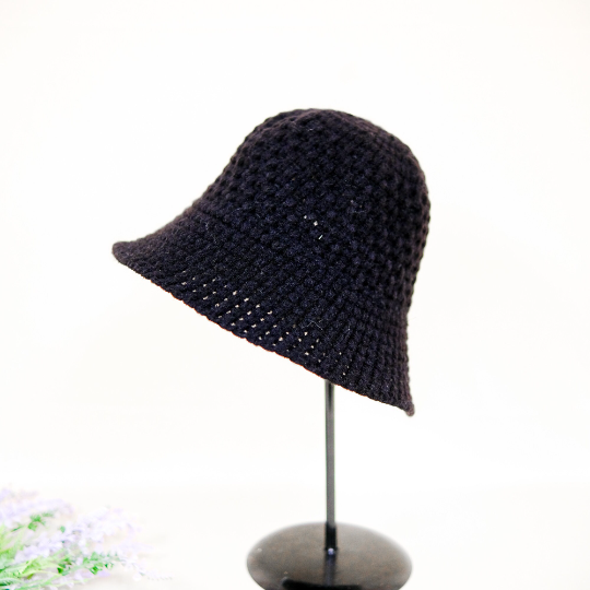 Hand Knit Solid Color Bucket Hat
