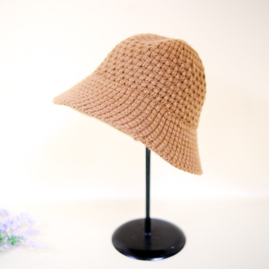 Hand Knit Solid Color Bucket Hat