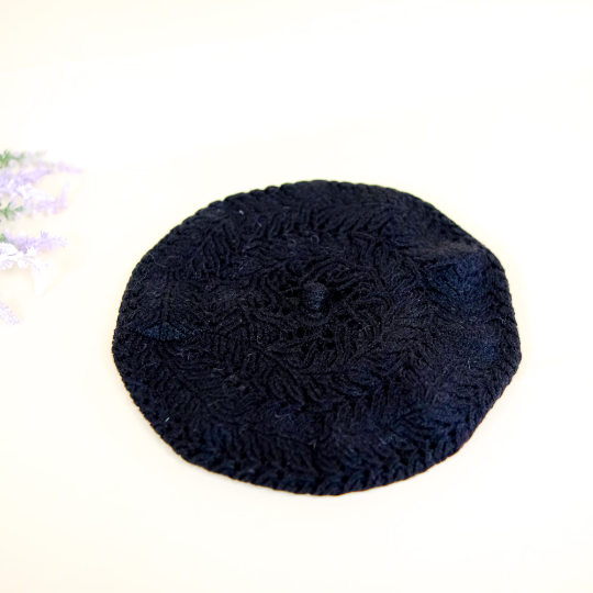 Crocheted Solid Color Beret Hat