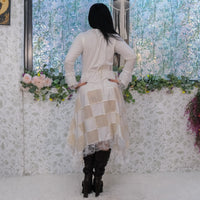 Handmade Patchwork Boho Festival Maxi Dress with Lace Trim