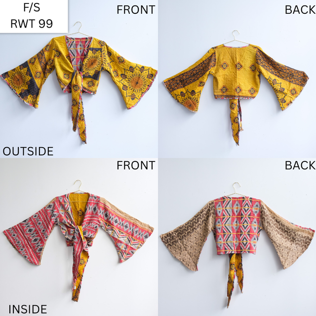 Vintage Kantha Boho Reversible  Wrap Top