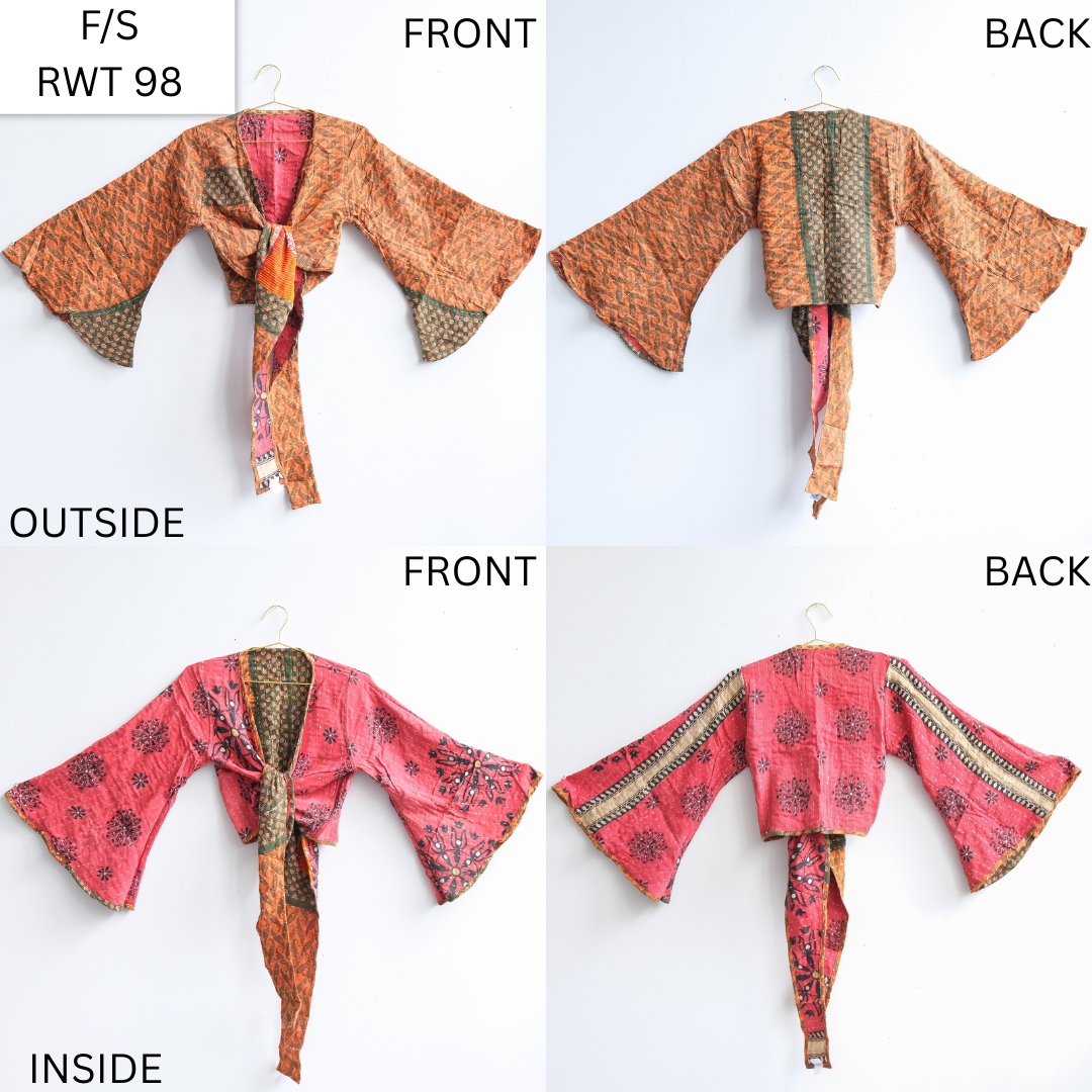 Vintage Kantha Boho Reversible  Wrap Top