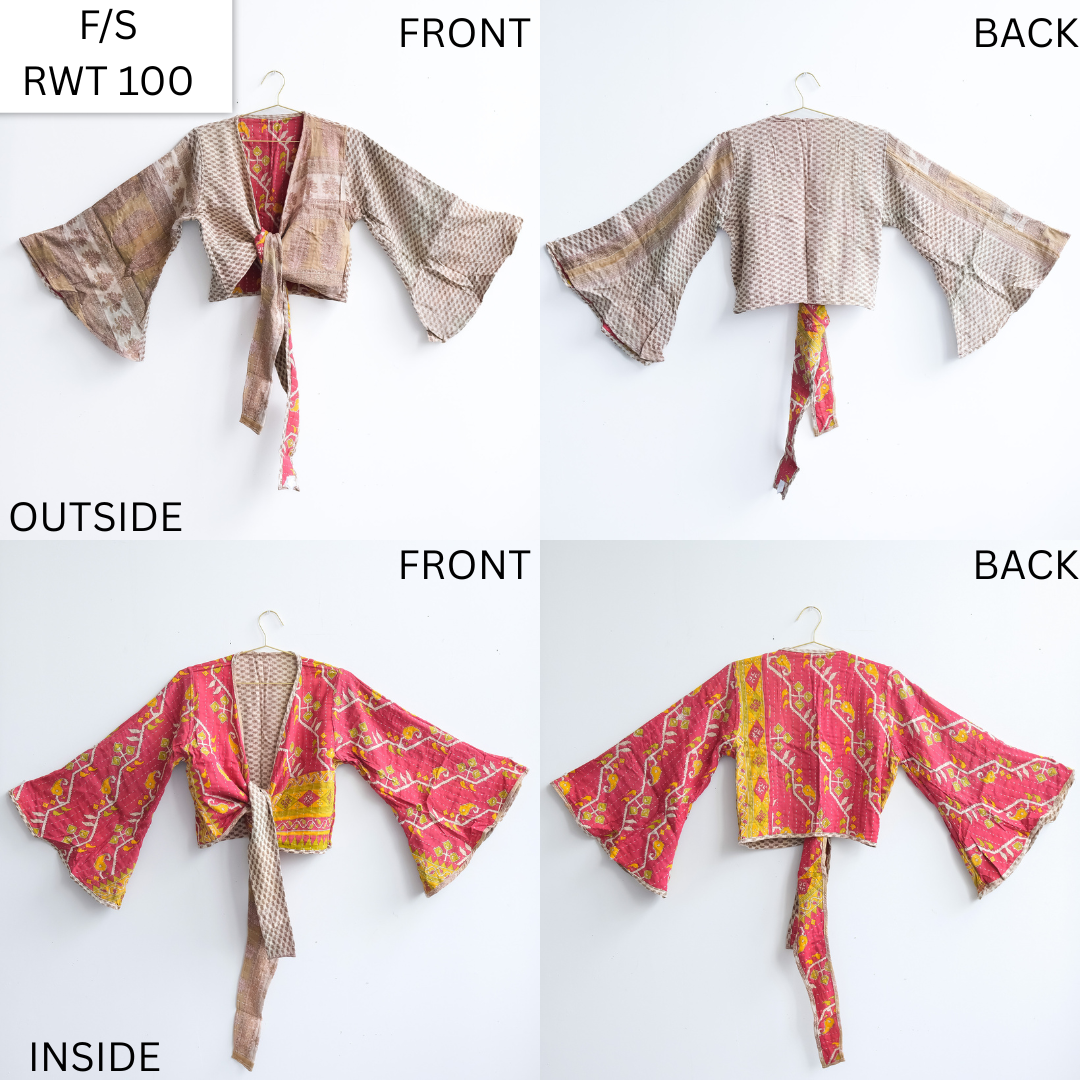 Vintage Kantha Boho Reversible  Wrap Top