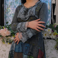 Handmade Fairycore Boho Patchwork Lace Dress Flowy Cotton Maxi Style