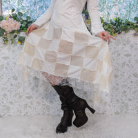 Bohemian Patchwork Festival Maxi Dress with Asymmetrical Hem