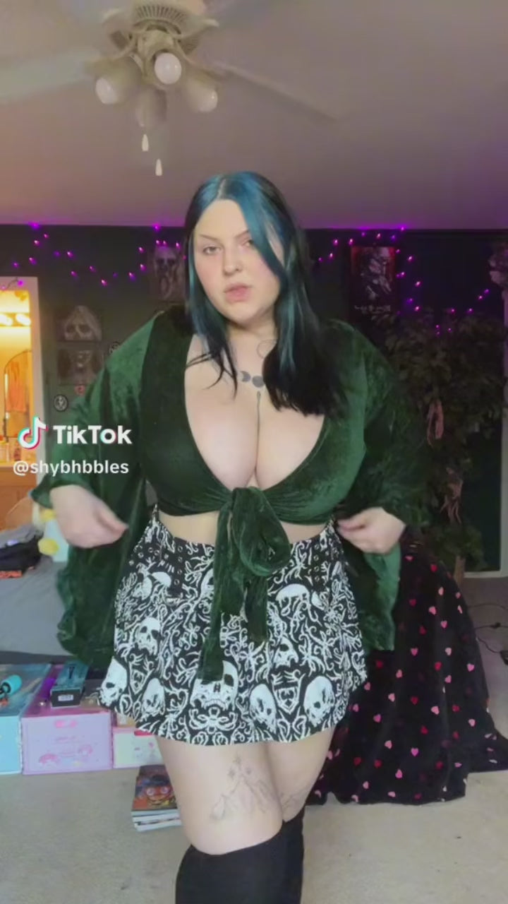 Velvet Boho Wrap Top with Ruffle Sleeve