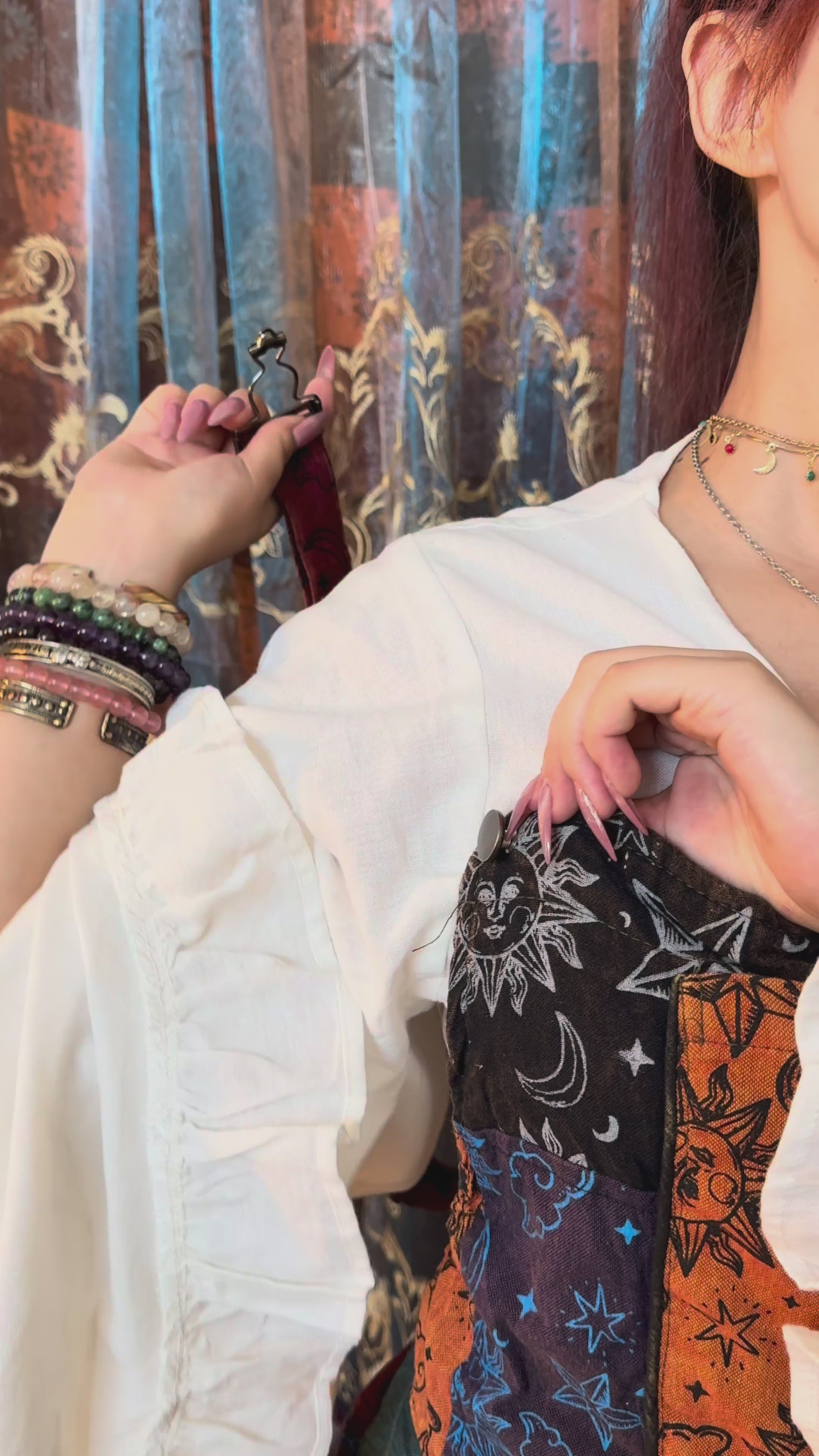 Celestial Patchwork Boho Wide Leg Romper