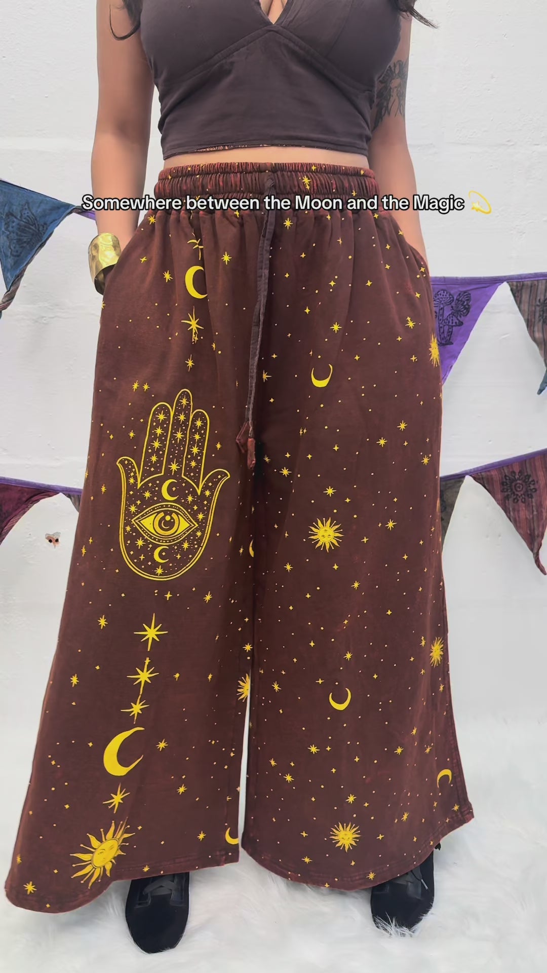 Celestial Wanderer Fleece Lined Wide Leg Pants
