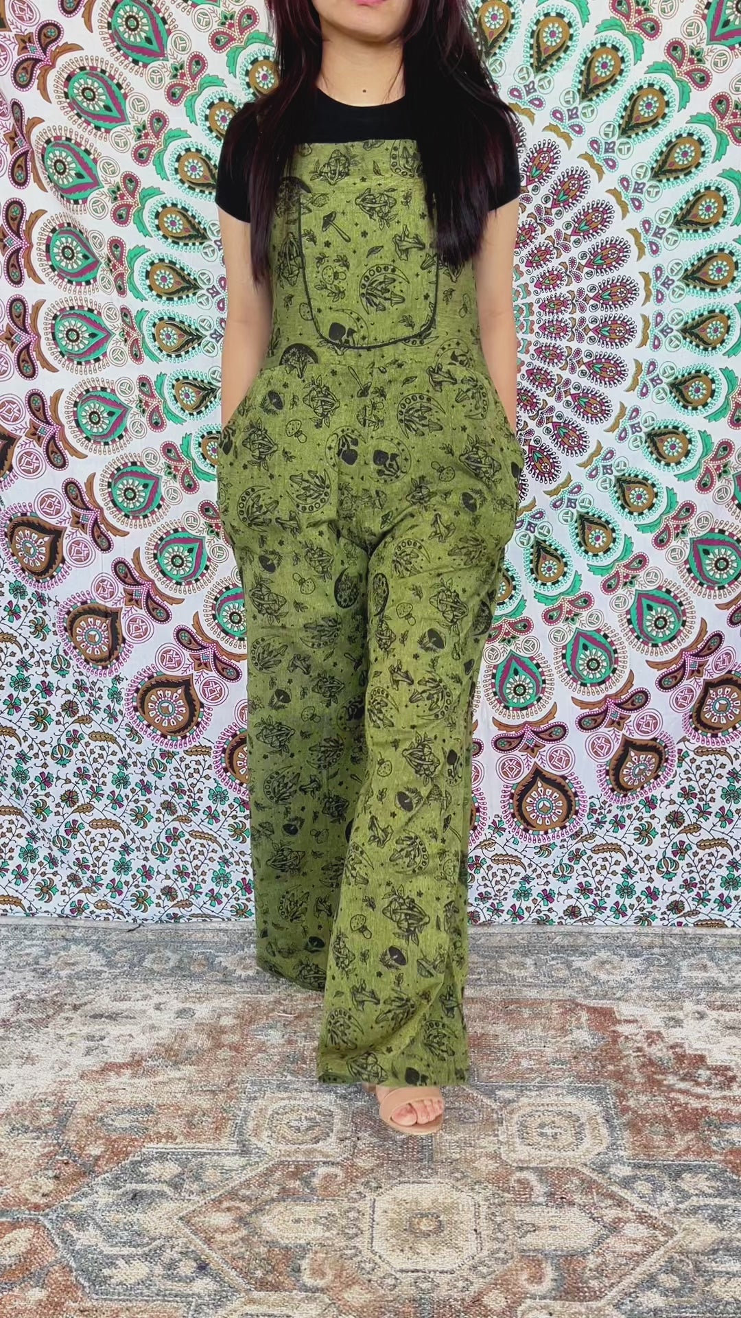 Magical Celestial/Mushroom Bell Bottom Jumpsuit