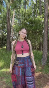 Patchwork Earth Tone Wide Leg Pants