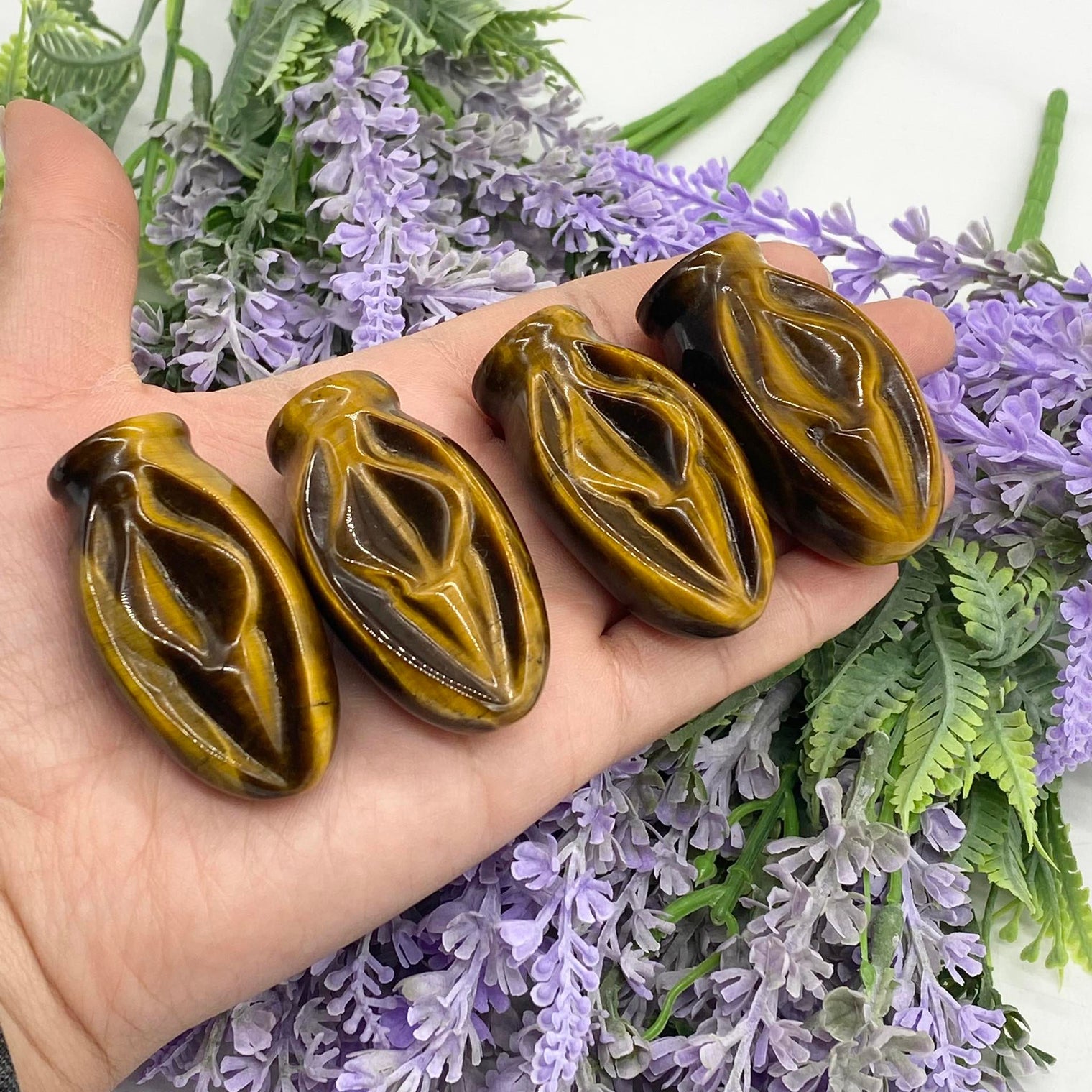 Tiger Eye Vaginal Crystal, Yoni , Divine Feminine, Crystal Carvings, Yoni Vulva Vaginal Female Parts,  Crystal Gift,  Goddess Energy