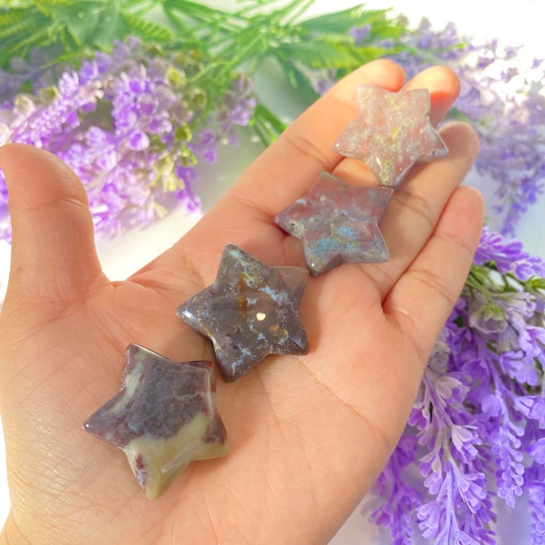 Star Crystal, 1.25" Quartz Crystal Stars, Healing Crystals, Howlite Unakite Moss Agate Crystal,  Crystal Gift, Labradorite Lepidolite