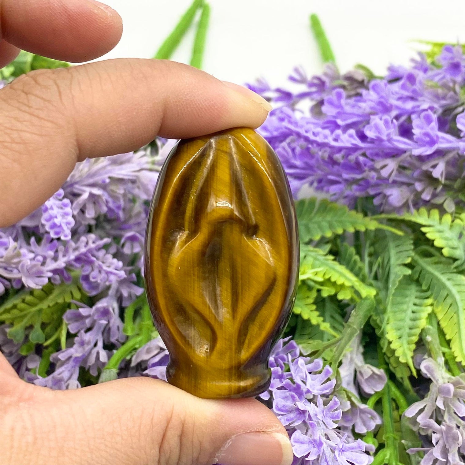 Tiger Eye Vaginal Crystal, Yoni , Divine Feminine, Crystal Carvings, Yoni Vulva Vaginal Female Parts,  Crystal Gift,  Goddess Energy
