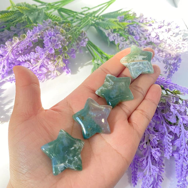 Star Crystal, 1.25" Quartz Crystal Stars, Healing Crystals, Howlite Unakite Moss Agate Crystal,  Crystal Gift, Labradorite Lepidolite