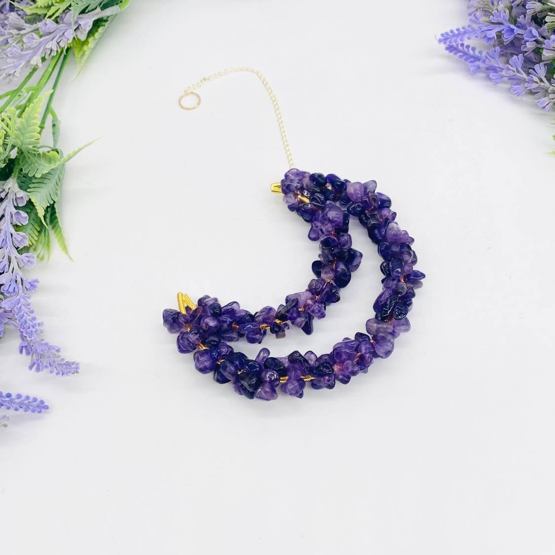 Amethyst Suncatcher, Crystal Hanging, Wall Hanging, Home Decor, Crescent Moon Hanging, Wired Crysal Hanging, Gift For Her