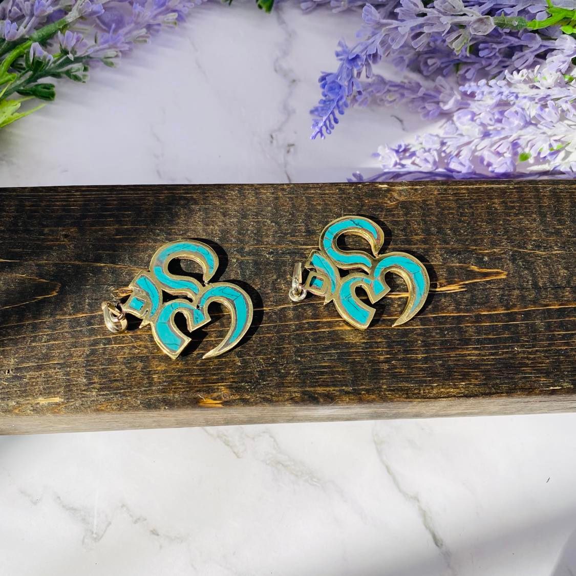 Ethnic Handmade OM Pendant, Sanskrit Ohm Charm, Blue Red Om Jewelry, Spiritual Gift, Meditation Jewelry, Aum Pendant from Nepal