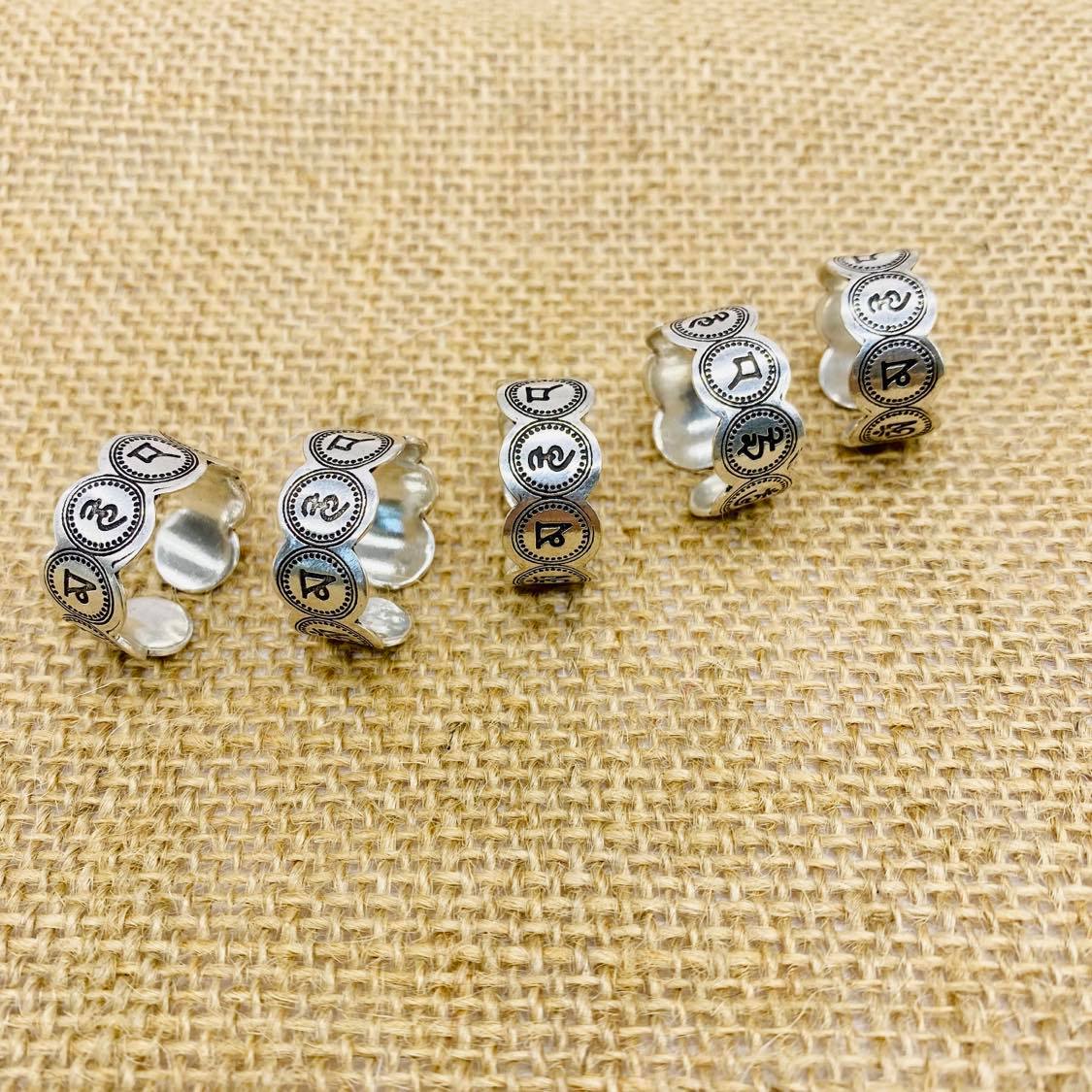 Buddhist Mantra Ring, Silver Adjustable Ring, Om Mani Padme Hum Ring, Handmade Jewelry, Meditation Jewelry, Unisex Boho Ring, Yoga Gift