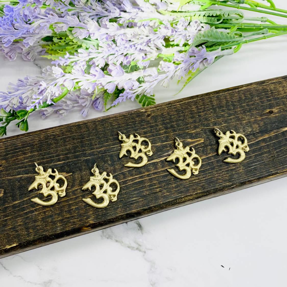 Gold Om Charm, Ohm Pendant, Sanskrit Om Necklace, Spiritual Gift, Meditation Jewelry, Aum Charms, Buddhist Hindu Symbol Neck Piece