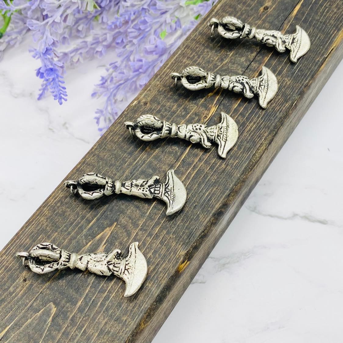 Phurba Pendant, Buddhist Charms, Phurba Charms, Handmade Amulet, Silver Vajra Charms, Spiritual Gifts, Meditation Jewelry from Nepal