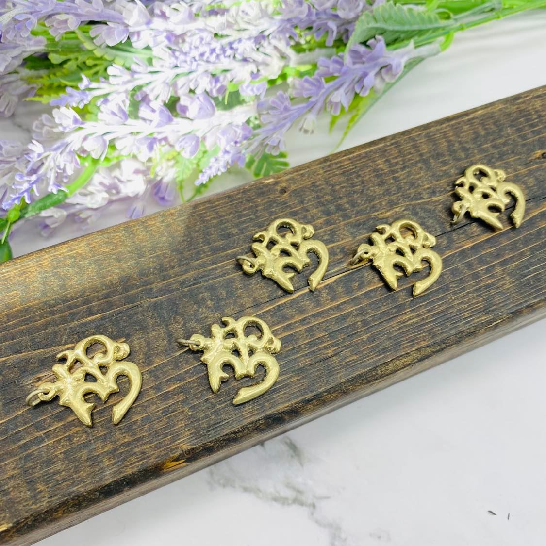 Gold Om Charm, Ohm Pendant, Sanskrit Om Necklace, Spiritual Gift, Meditation Jewelry, Aum Charms, Buddhist Hindu Symbol Neck Piece