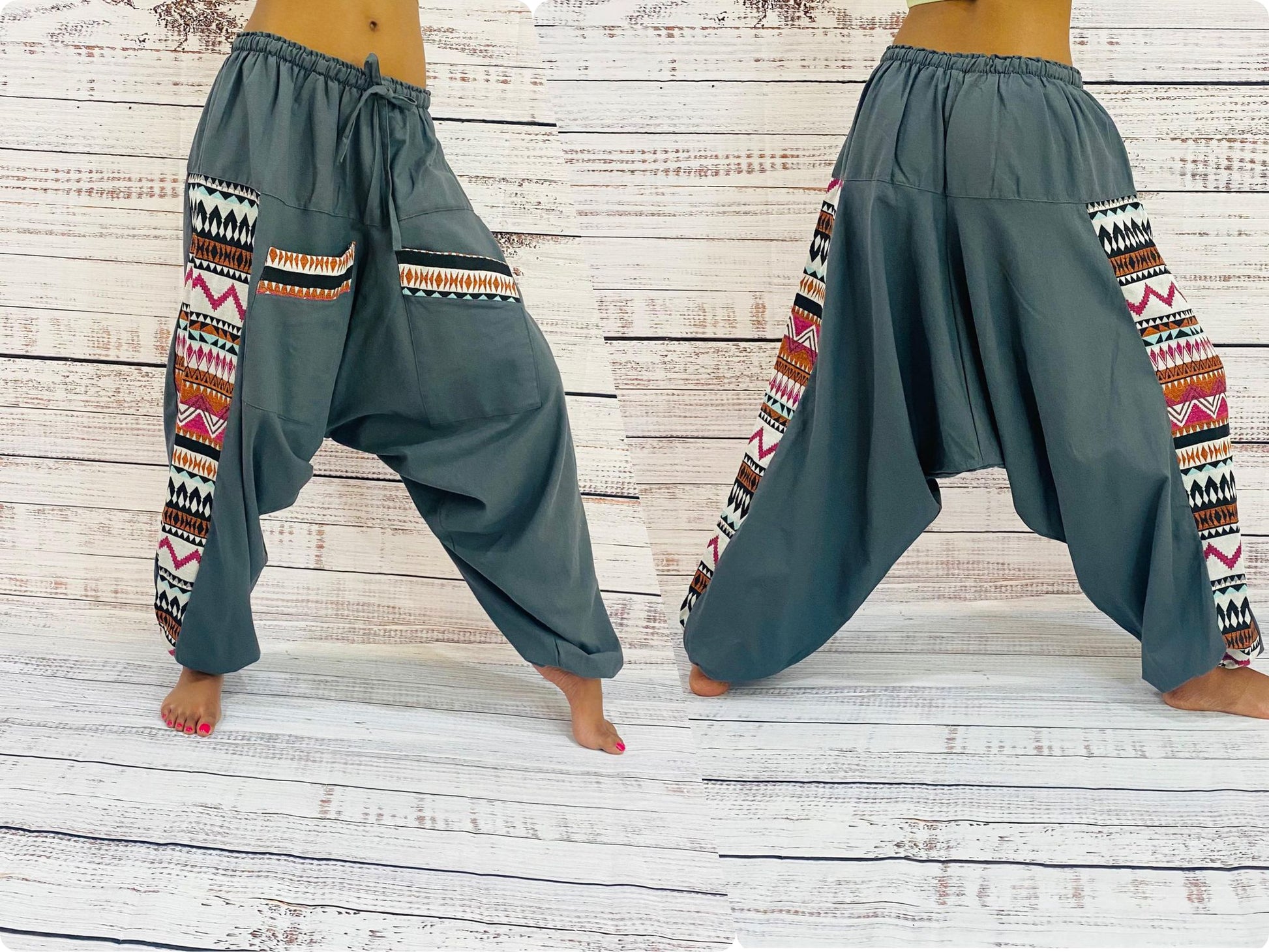 Tribe Azure 100% Cotton Harem Pants Colorful Summer Hippie Yoga Boho Casual  Fashion Women (Medium) at  Women's Clothing store