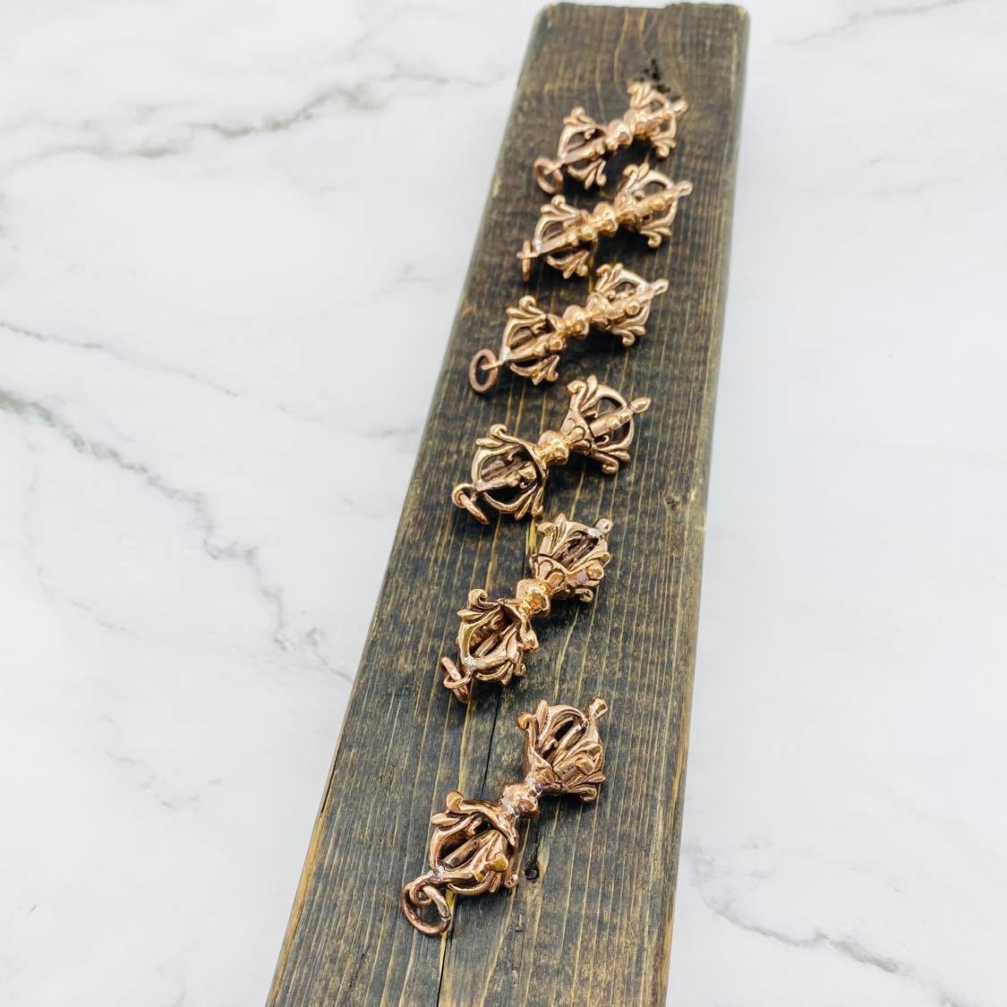 Copper Vajra Dorje Pendant from Nepal, Handmade Buddhist Amulet, Meditation Jewelry, Protection Necklace, Buddhist Mantras Pendant