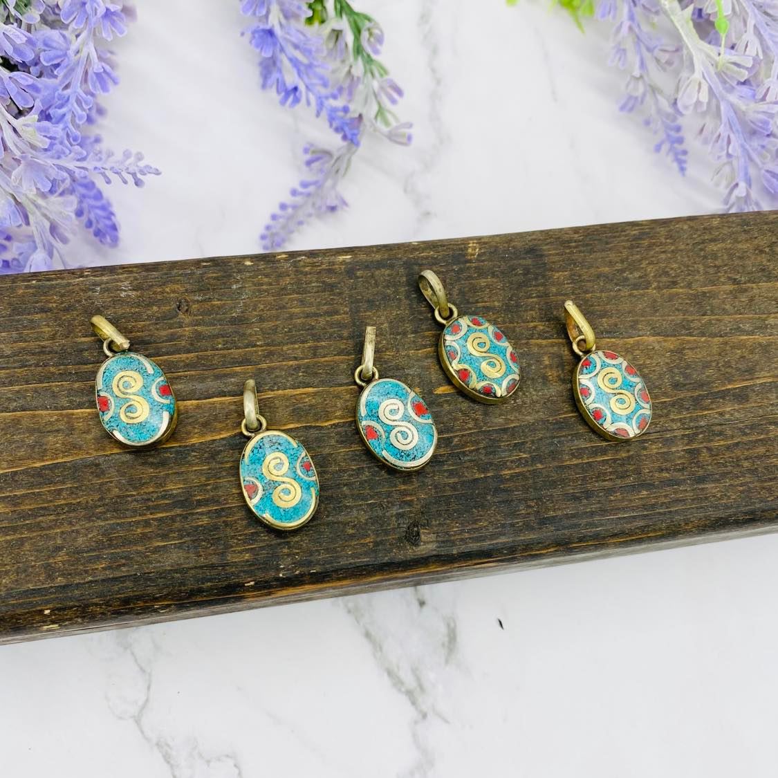Bohemian Turquoise  Coral Pendant , Vintage Charm, Small Boho Charms, Handmade Pendant, Nickel Free Jewelry, Vintage Charms, Tibetan style
