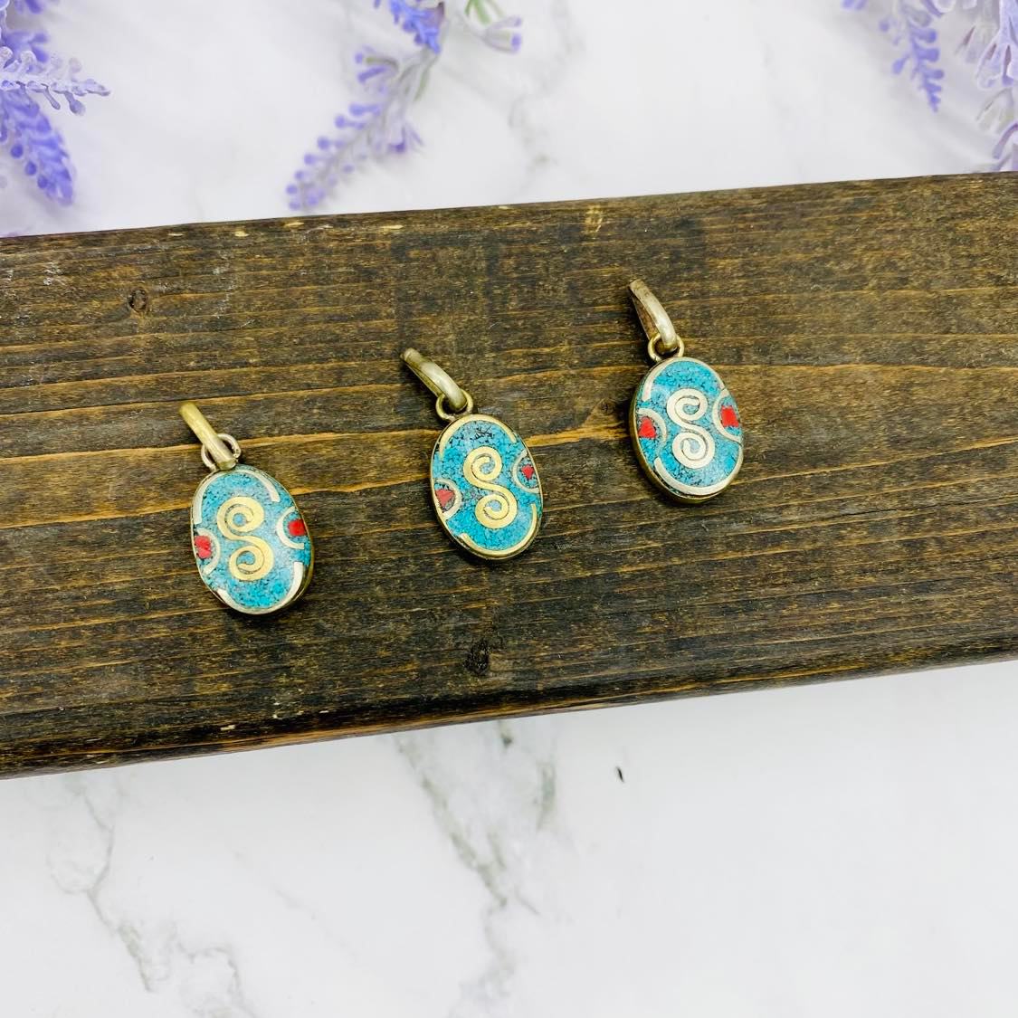 Bohemian Turquoise  Coral Pendant , Vintage Charm, Small Boho Charms, Handmade Pendant, Nickel Free Jewelry, Vintage Charms, Tibetan style