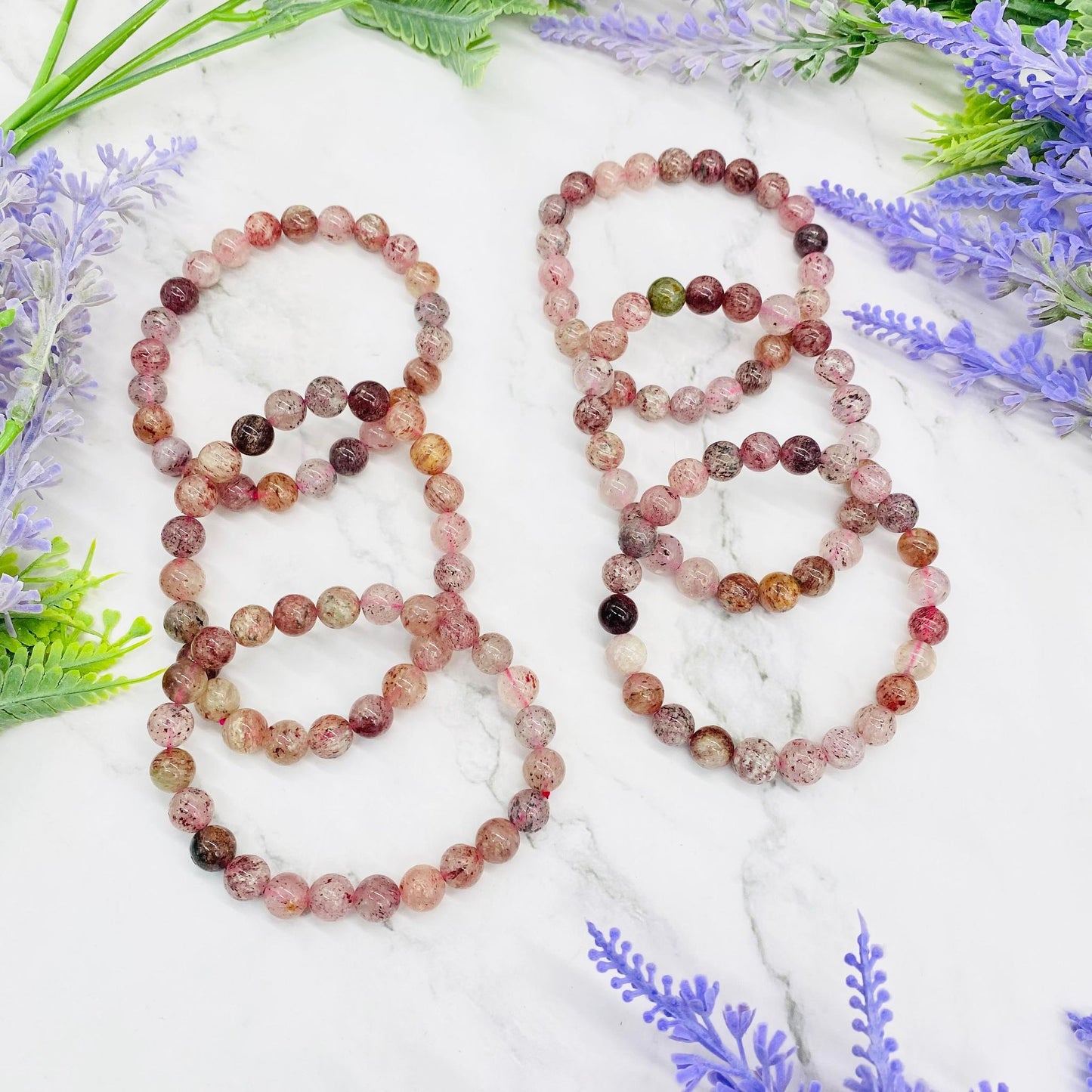 8 mm Crystal Bracelets, Handmade Gemstone Jewelry, Lepidolite Bead, Labradorite, Red Jasper, Strawberry Quartz Bracelets, Stackable Bracelet