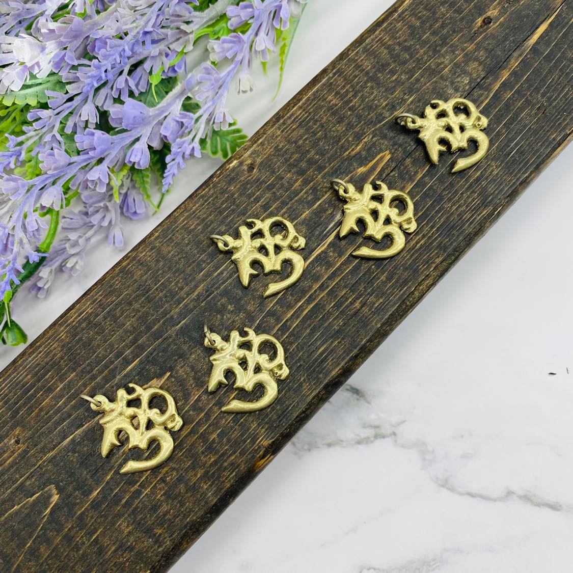 Gold Om Charm, Ohm Pendant, Sanskrit Om Necklace, Spiritual Gift, Meditation Jewelry, Aum Charms, Buddhist Hindu Symbol Neck Piece