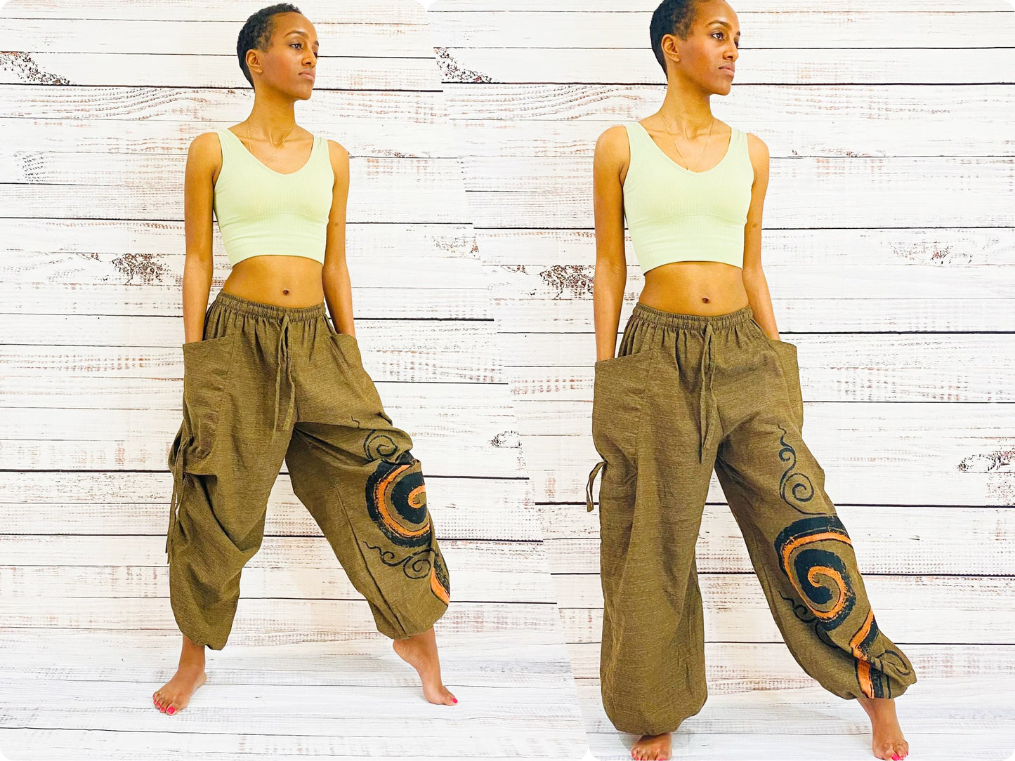 Unisex Cotton Pant with Spiral Prints, Harem Pants, Yoga Pants, Hippie Clothes, Aladdin Pants, Boho Pants, Summer Organic Cotton Pants