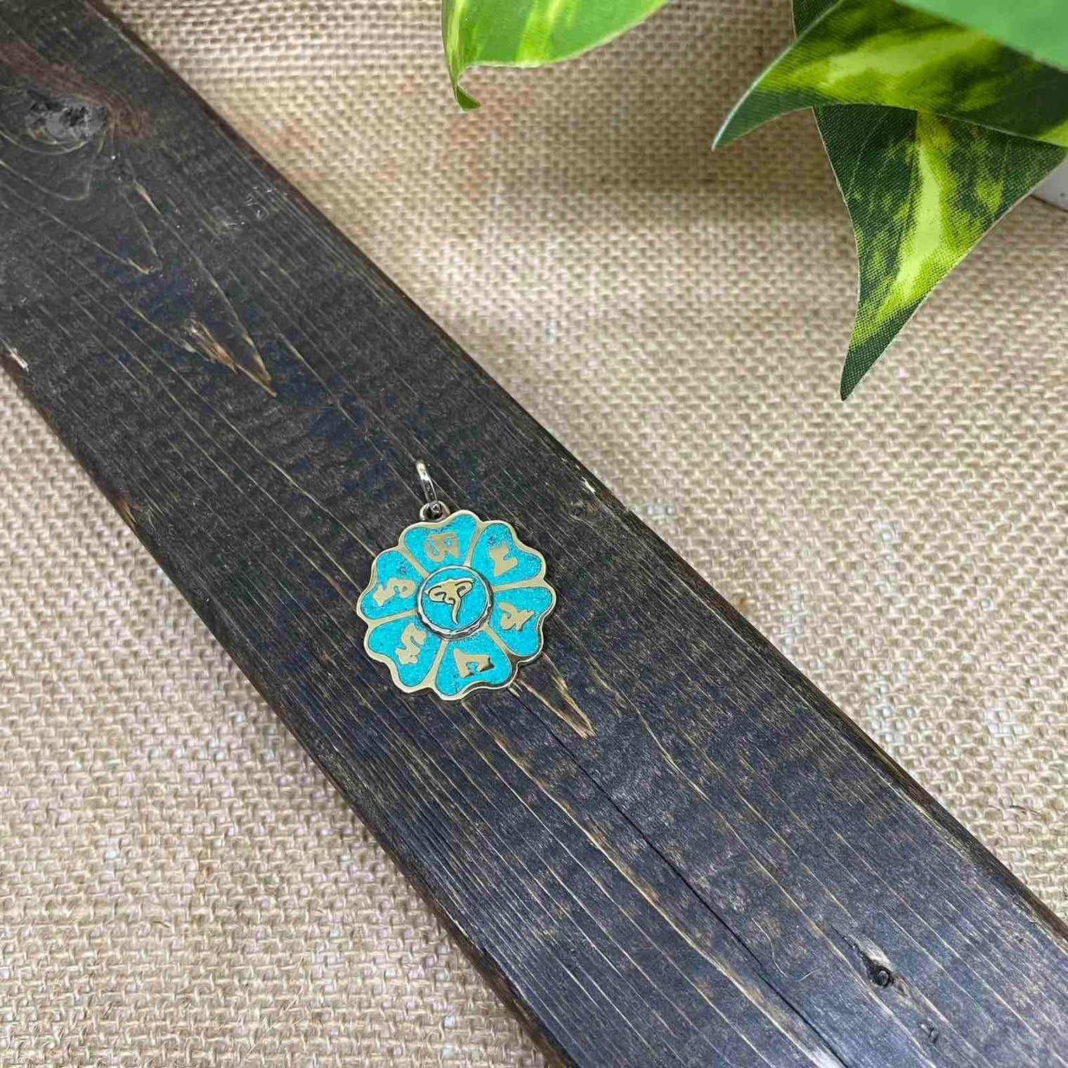 Buddhist Mantra Pendant, Handmade Ethnic Neck Piece, Buddha Eye Pendant, Peace Charms, Yoga Gift, Meditation Charm, Boho Necklace