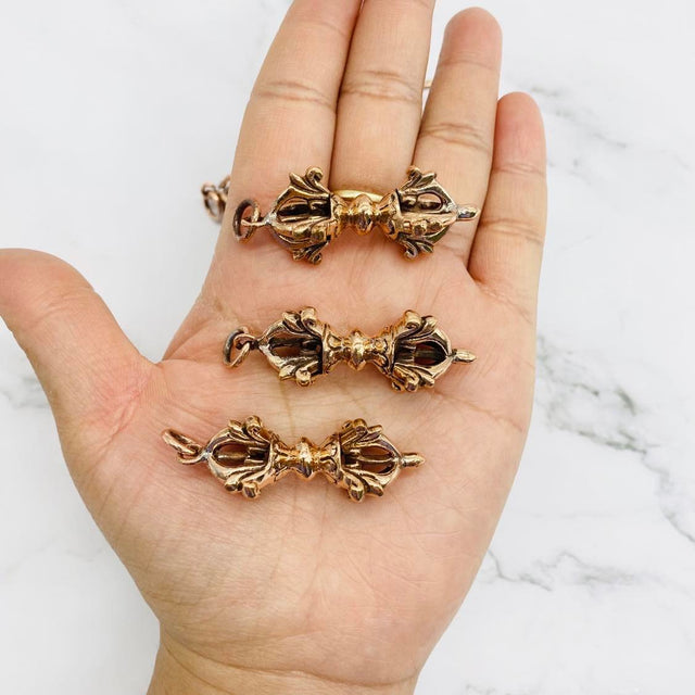 Copper Vajra Dorje Pendant from Nepal, Handmade Buddhist Amulet, Meditation Jewelry, Protection Necklace, Buddhist Mantras Pendant