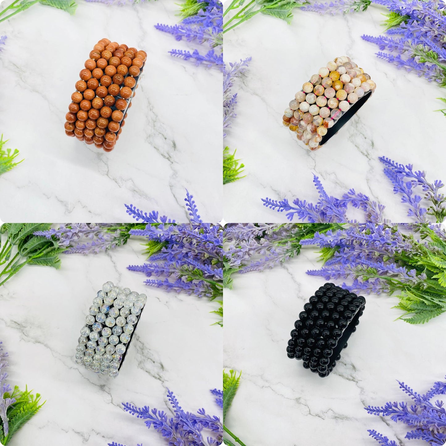 Crystal Bracelets, 8 MM Beads, Grounding Crystal Stackable Bracelets,  Chakra Healing Bracelets, Stretch Bracelets, Fire & Ice Quartz