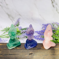 Mother Earth Crystal Statue, Gaia, 3 inches Mother Earth Altar Carvings, Mother Nature, Rose Quartz, Fluorite, Aventurine Gaia,Gift for Her