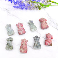 Crystal Female Body Torso, Labradorite Body Crystal, Rhodonite Body Crystal, Healing Crystals, 2 inches , Divine Goddess