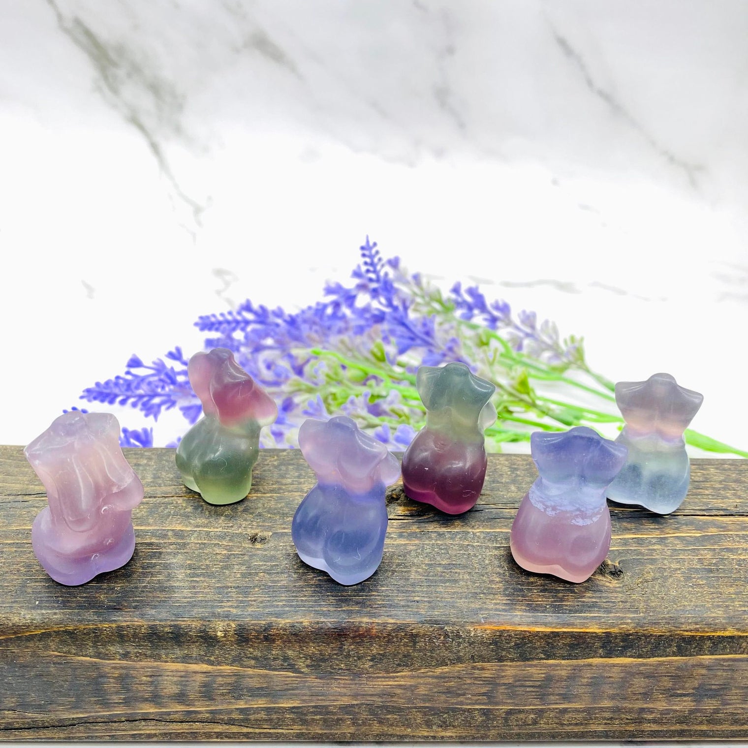 Rainbow Fluorite Crystal Body Carving, Female Body Crystal, 1.5 inches Fluorite Female Torso, Crystal Goddess Model