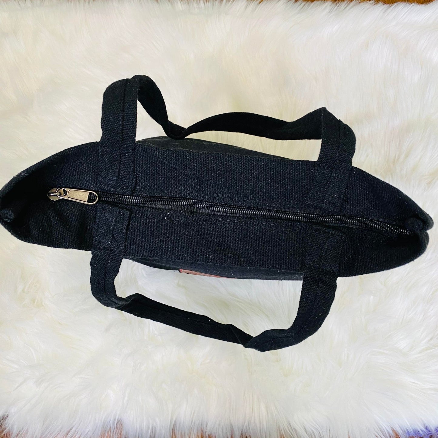Dreamcatcher Tote Bag, Handmade Organic Cotton Tote Bag, Black/Beige Reusable Bag, Zippered Bag, Vegan Totes, Ecofriendly Bag