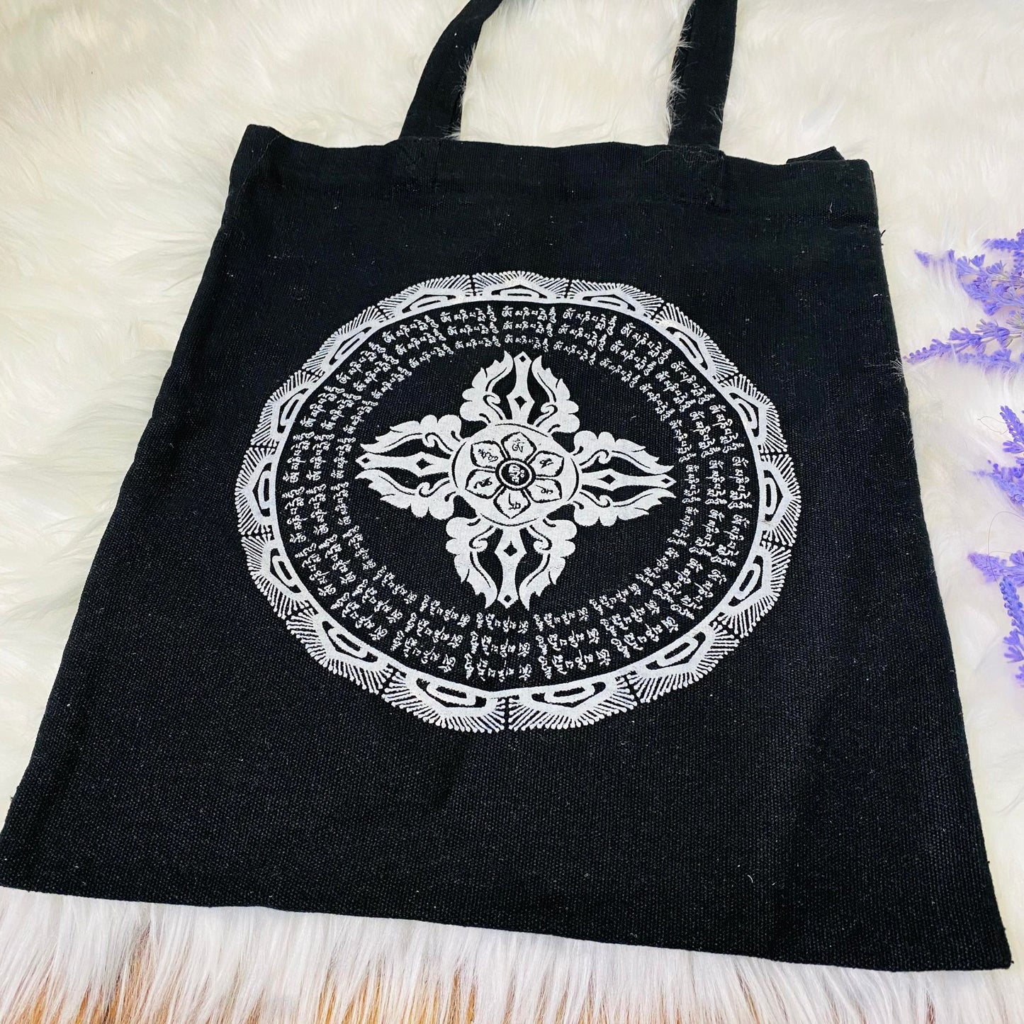Organic Cotton Tote Bag, Vajra Design Bags, Shopping Bags, Ecofriendly Reusable Bag, Zippered Bag, Unisex Tote Bags, Gift For Him/Her