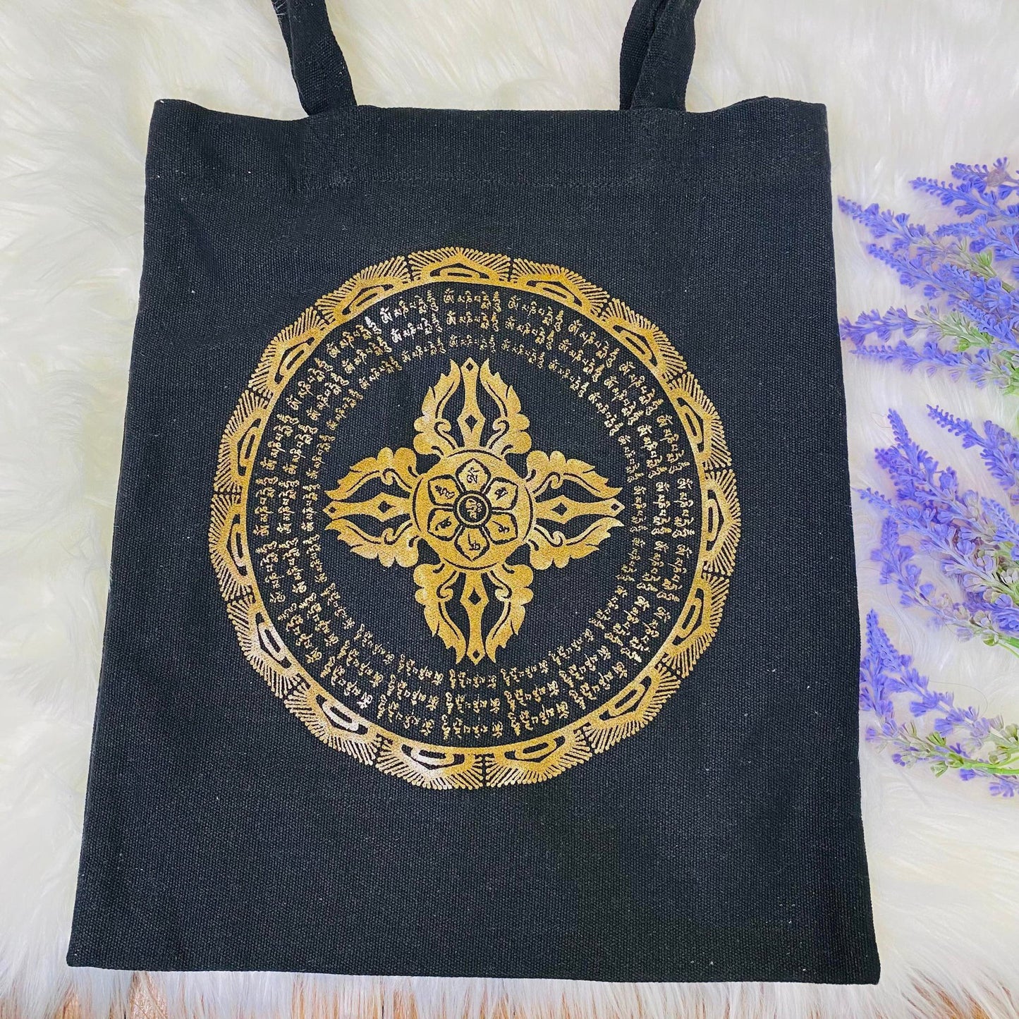 Organic Cotton Tote Bag, Vajra Design Bags, Shopping Bags, Ecofriendly Reusable Bag, Zippered Bag, Unisex Tote Bags, Gift For Him/Her
